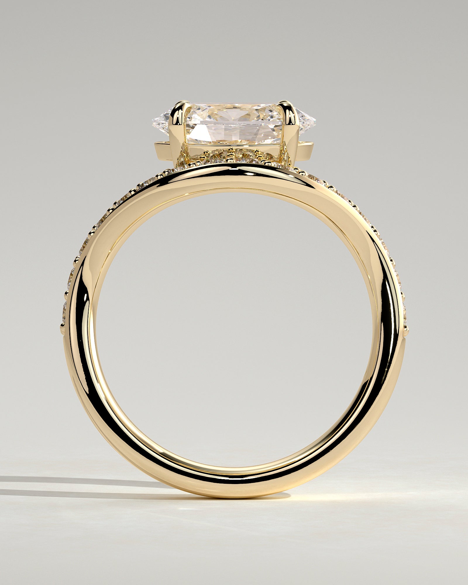 2.0CT East West Oval Lab Grown Diamond Pave Wave Band Engagement Ring