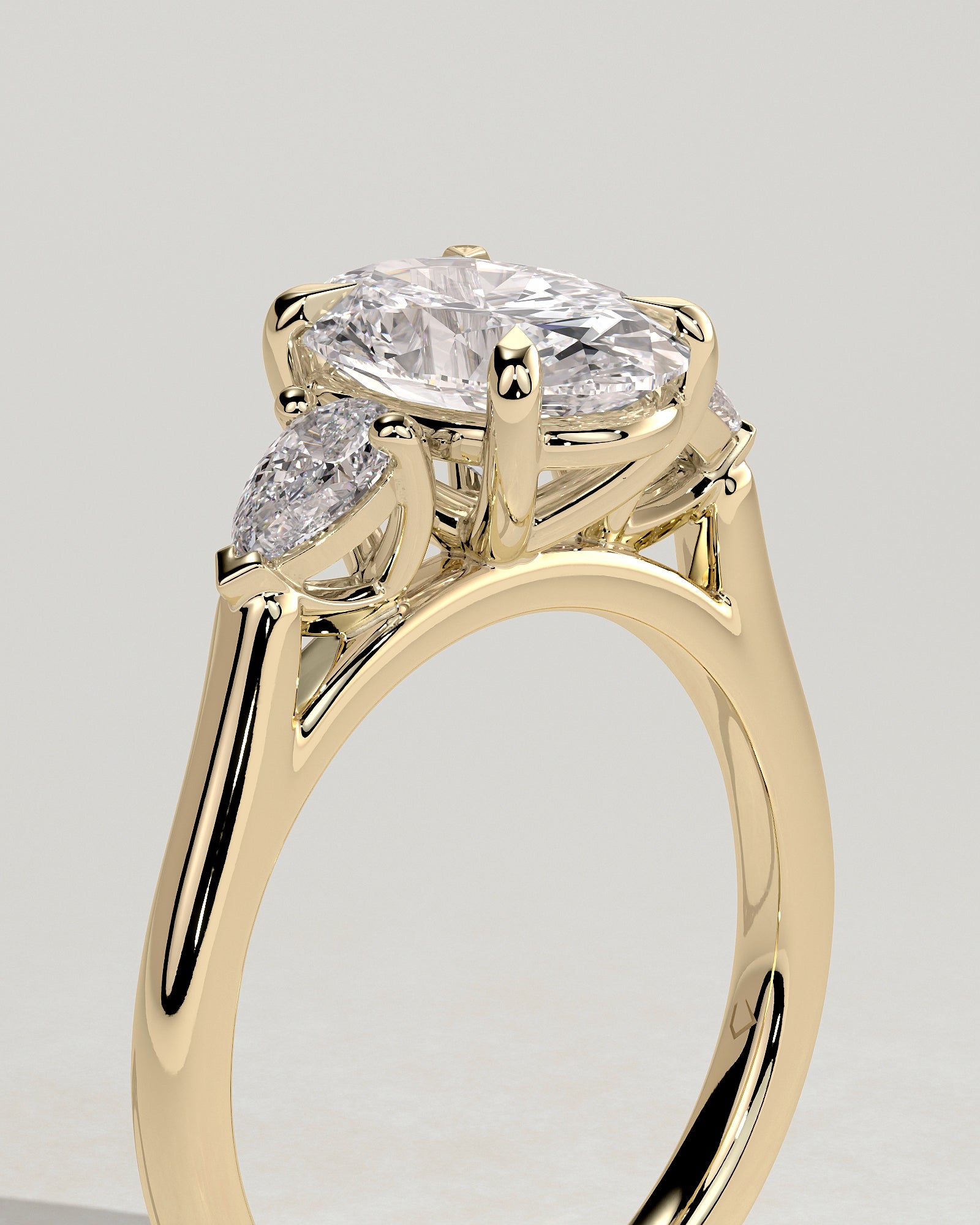 2.0CT Oval Lab Grown Diamond Three Stone Engagement Ring