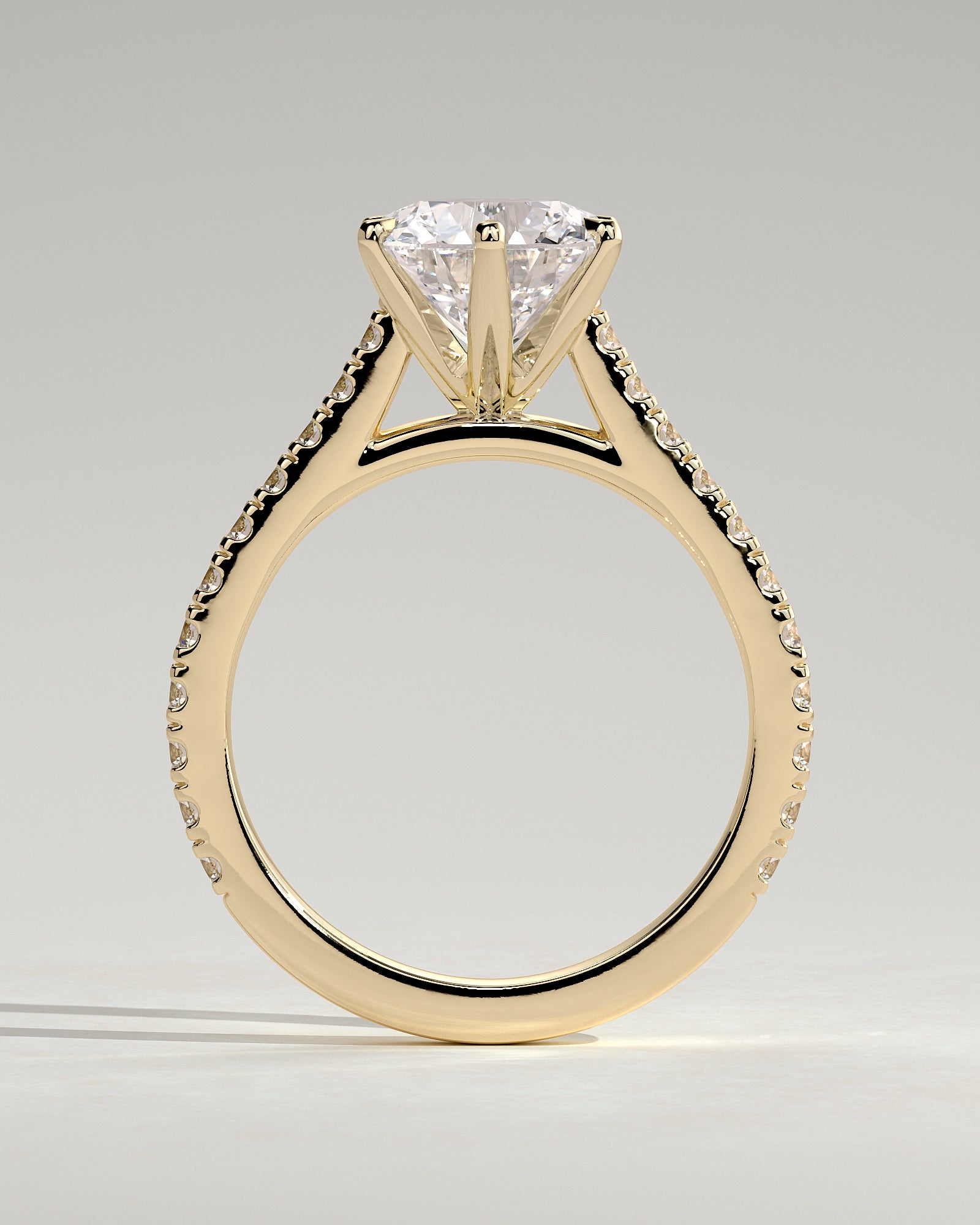 2.0CT Round Lab Grown Diamond Cathedral Pave Engagement Ring