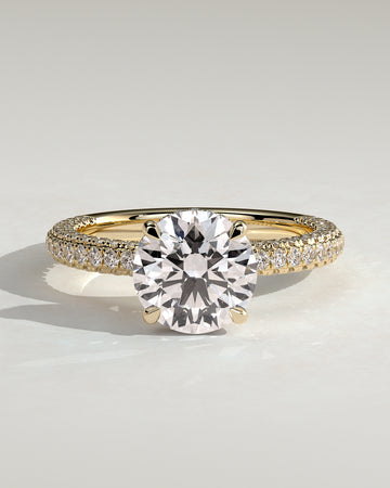 2.0CT Round Lab Grown Diamond Hidden Halo Three Side Pave Engagement Ring
