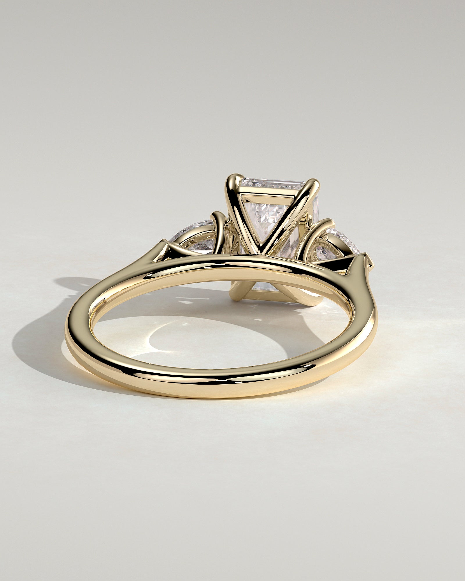 2.0CT Emerald Cut Lab Grown Diamond Three Stone Engagement Ring