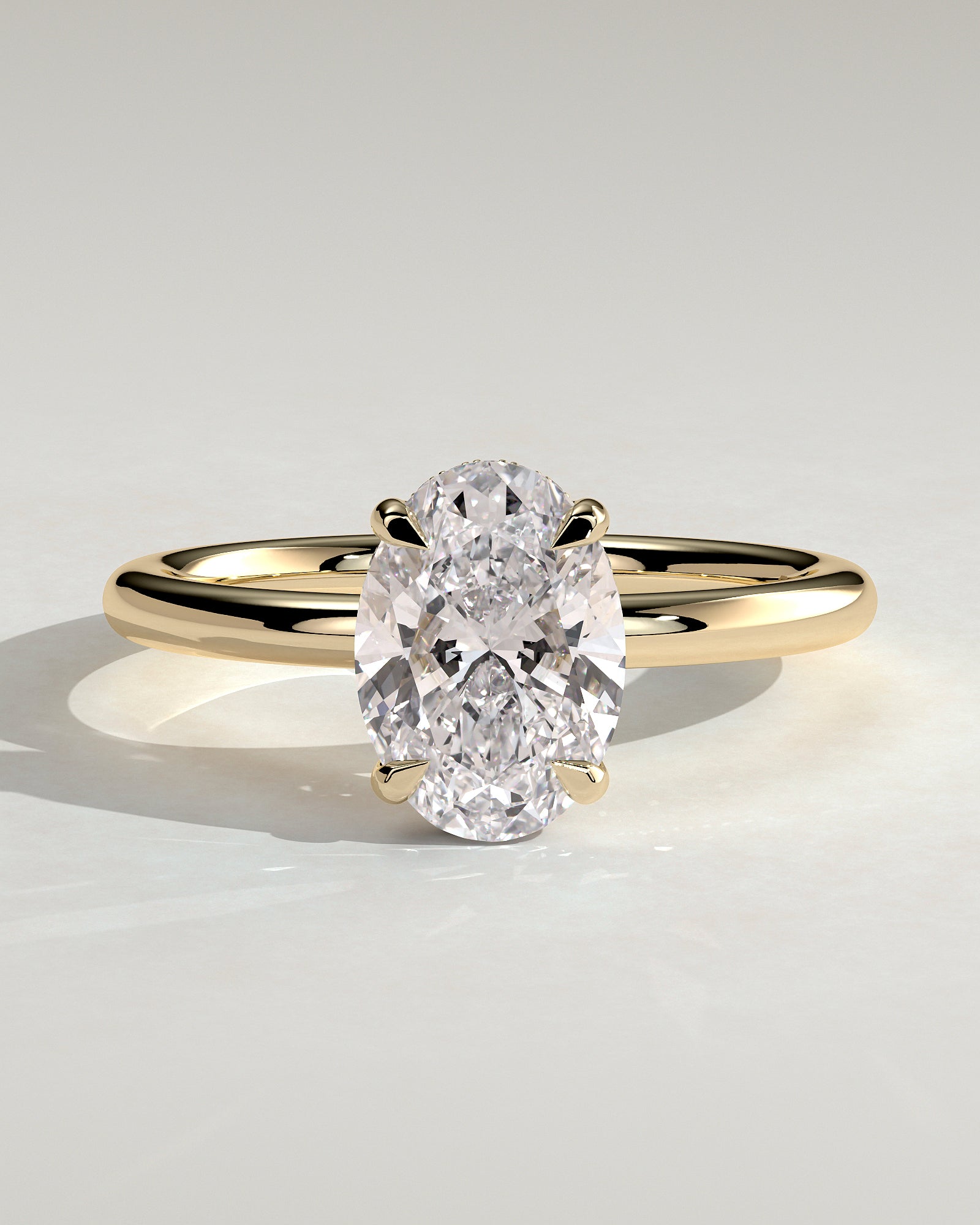 2.0CT Oval Lab Grown Diamond Hidden Halo Solitaire Engagement Ring