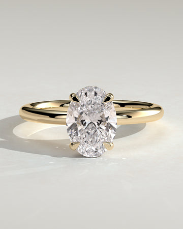 2.0CT Oval Lab Grown Diamond Hidden Halo Solitaire Engagement Ring