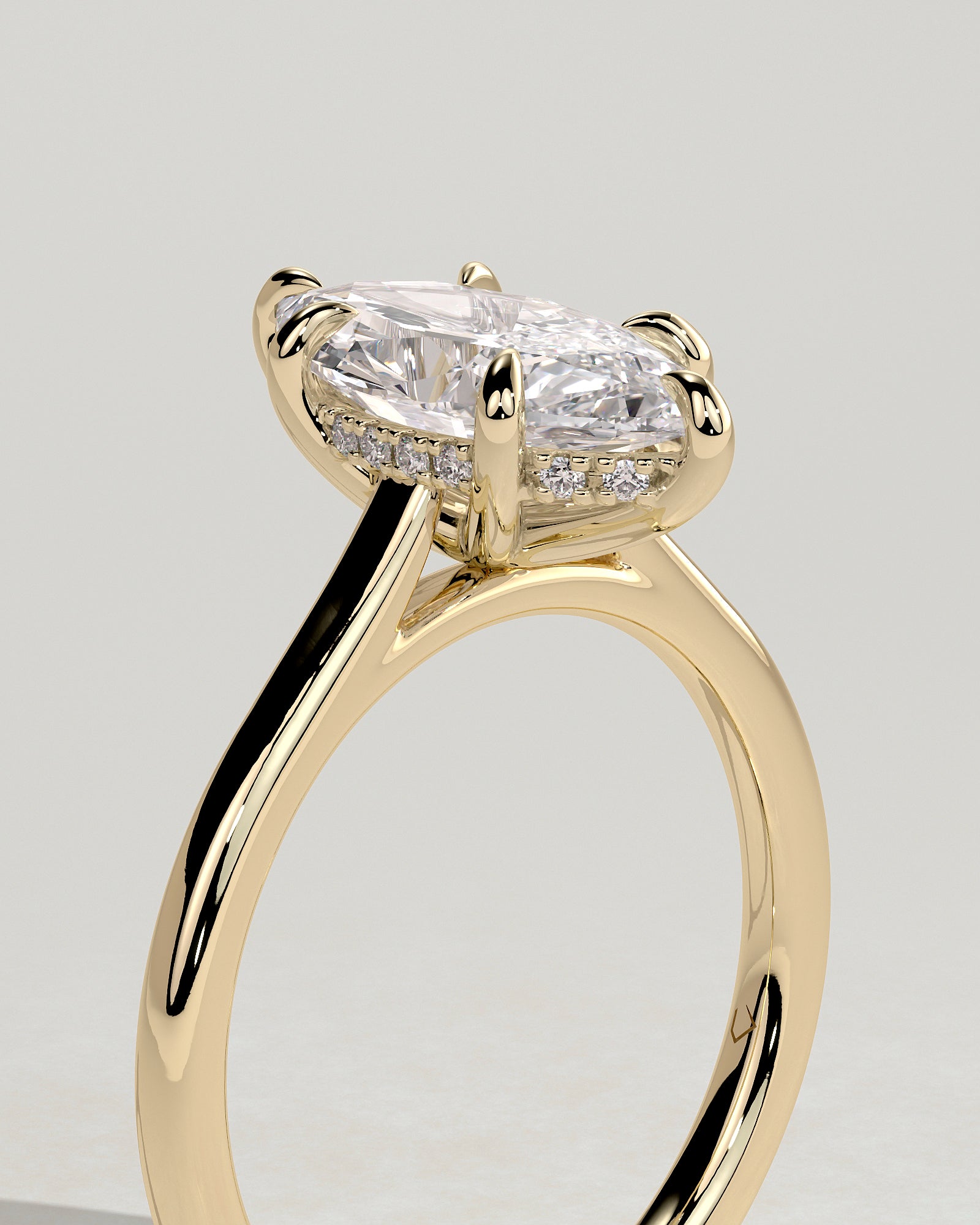 2.0CT Marquise Lab Grown Diamond Hidden Halo Cathedral Engagement Ring