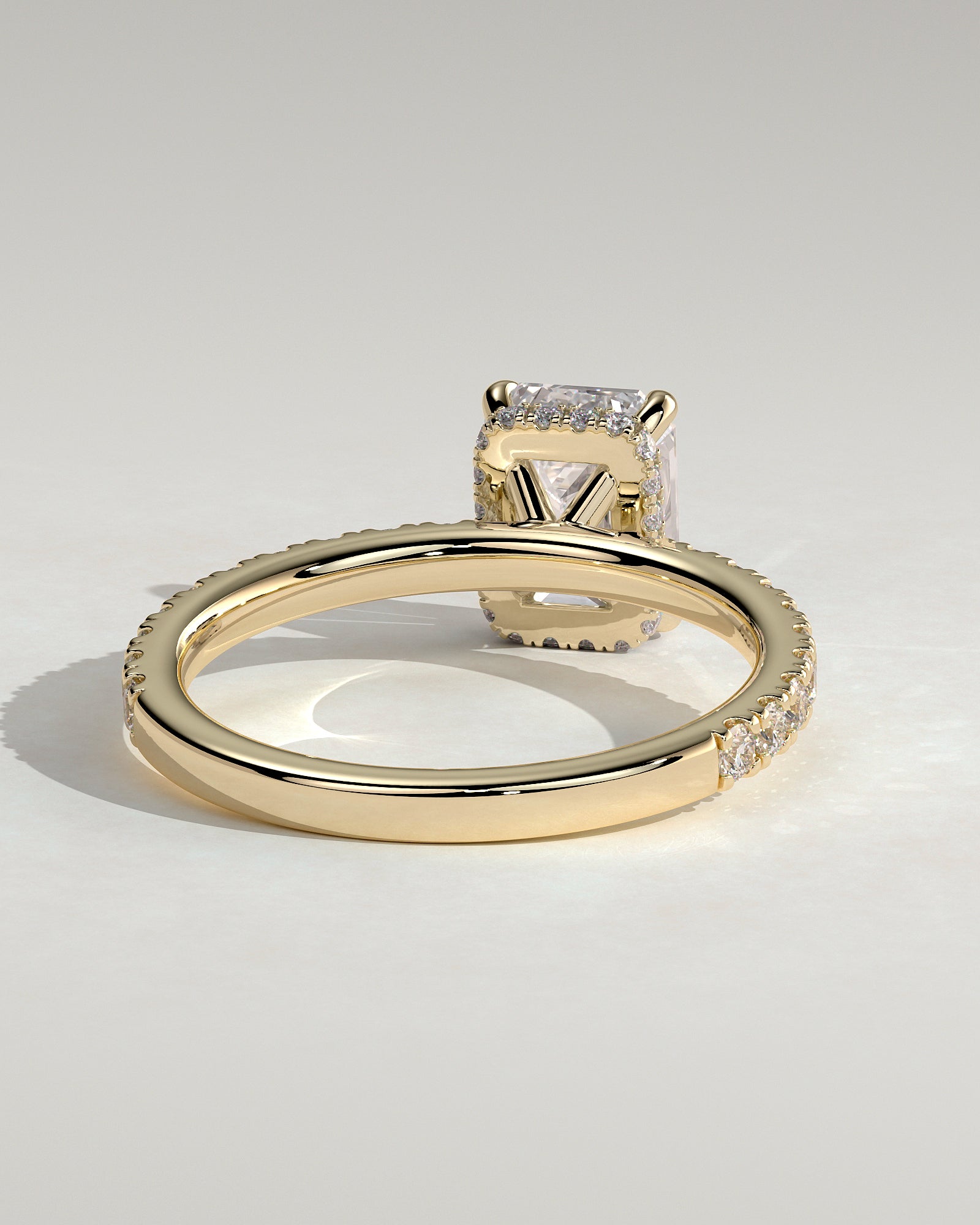 2.0CT Emerald Cut Lab Grown Diamond Hidden Halo Pave Engagement Ring