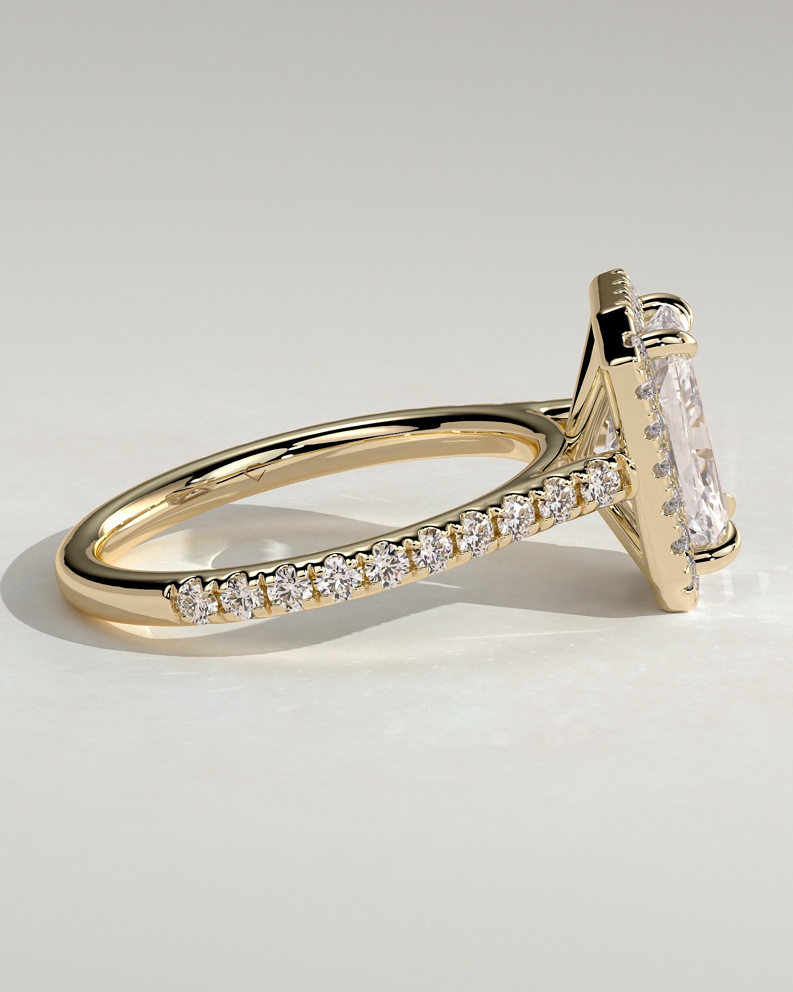 2.0CT Radiant Lab Grown Diamond Halo Cathedral Pave Engagement Ring