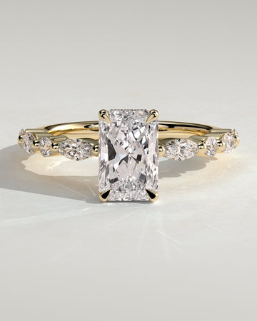 2.0CT Radiant Lab Grown Diamond Hidden Halo Floating Bubble Pave Engagement Ring