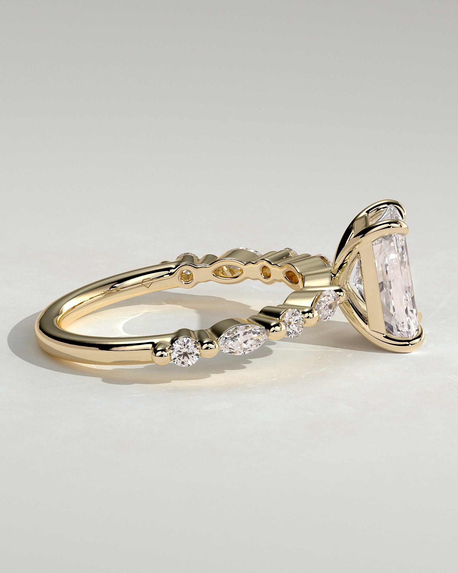 2.0CT Radiant Lab Grown Diamond Floating Bubble Pave Engagement Ring