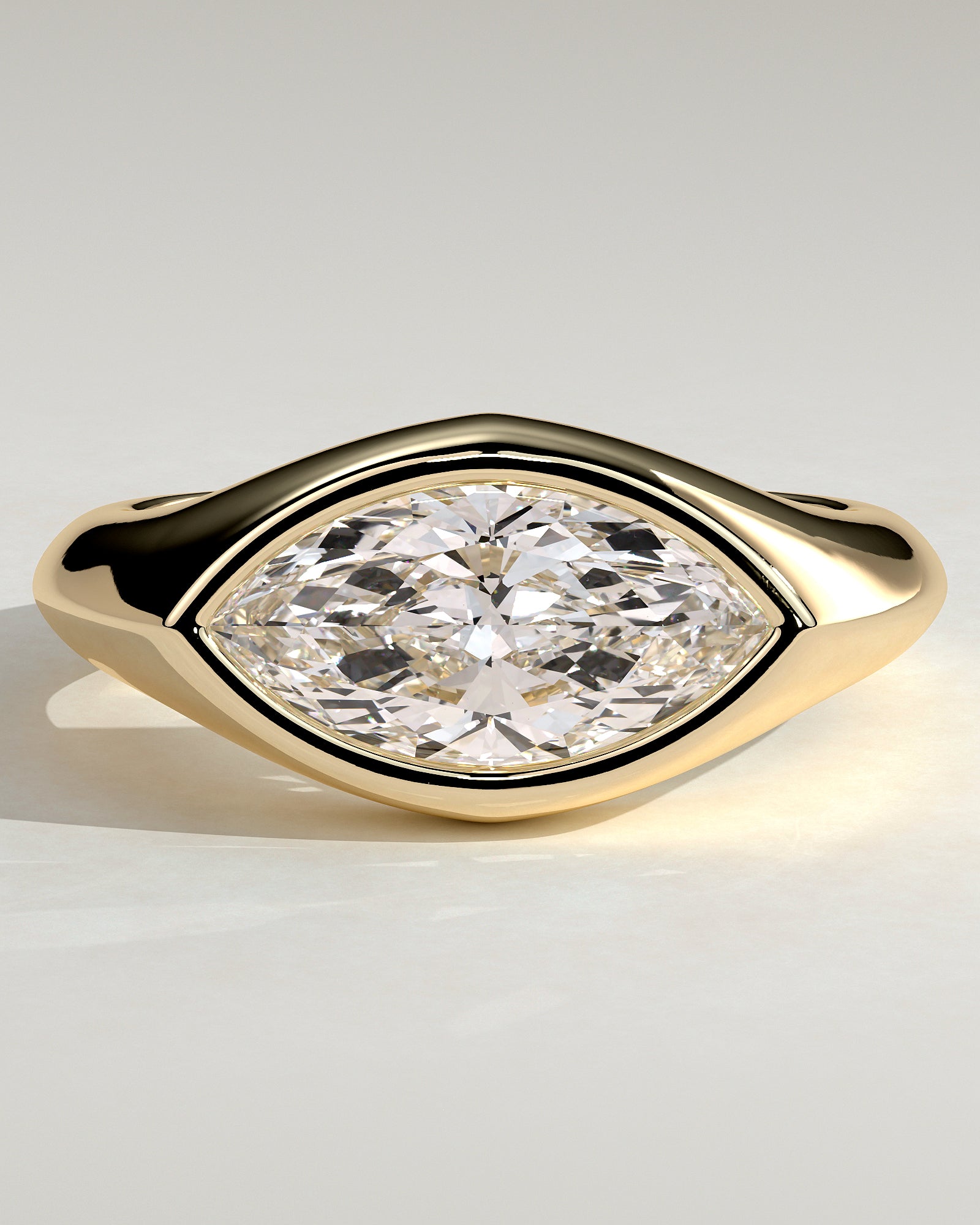 2.0CT Bezel Set East West Marquise Lab Grown Diamond Signet Band Engagement Ring