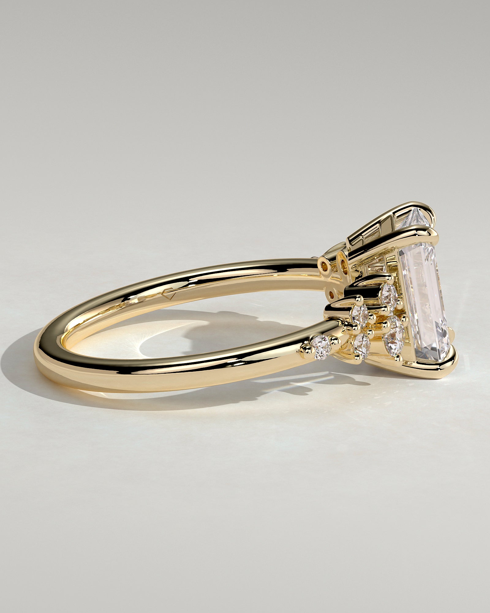 2.0CT Emerald Cut Lab Grown Diamond Cluster Engagement Ring