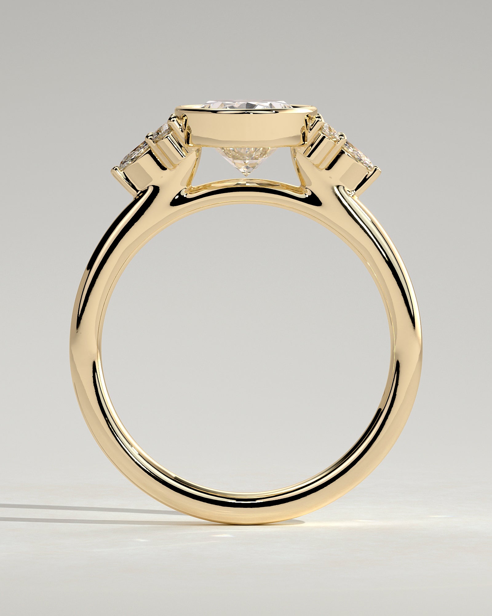2.0CT Bezel Set Oval Lab Grown Diamond Cluster Engagement Ring