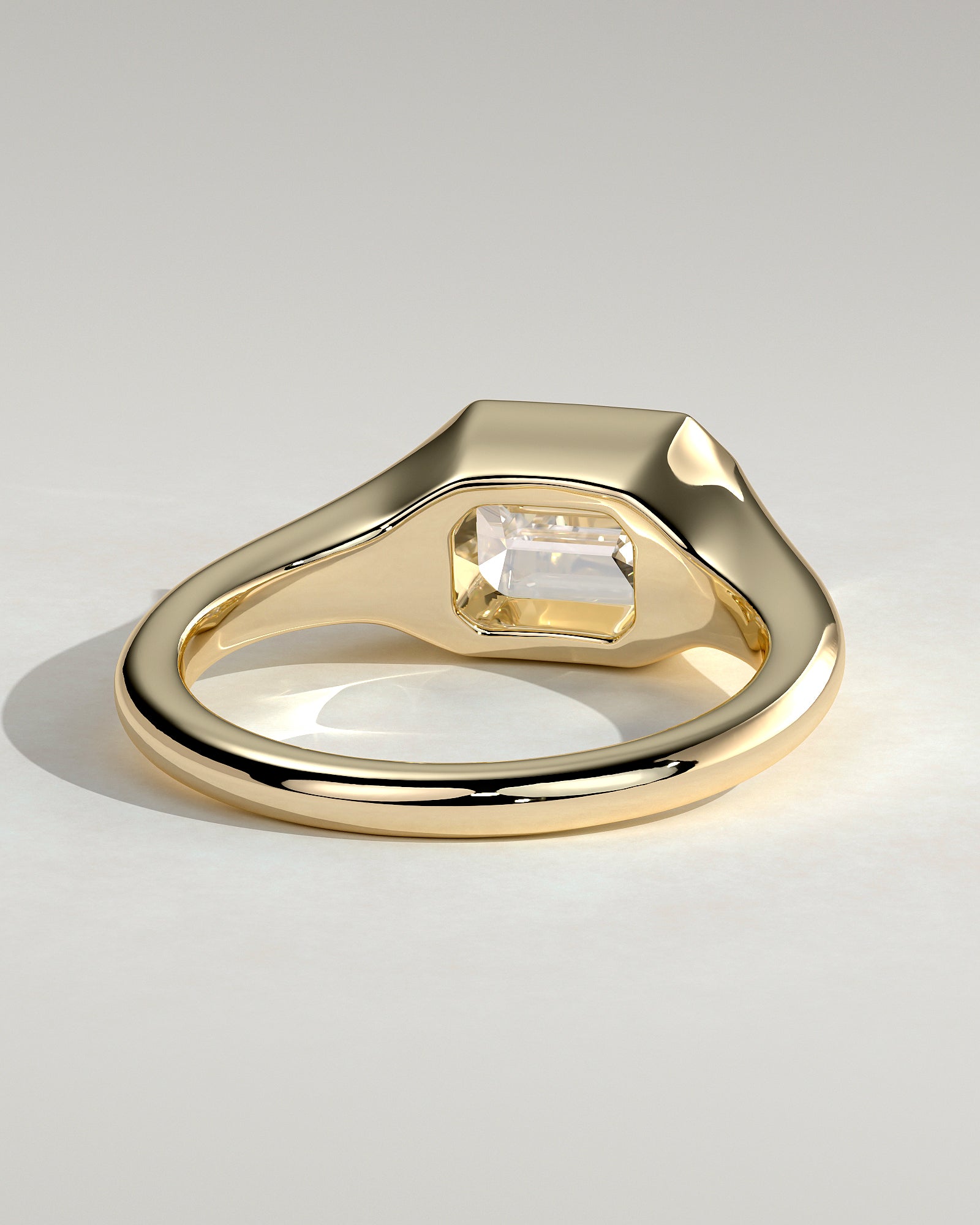 2.0CT Bezel Set East West Emerald Cut Lab Grown Diamond Signet Ring
