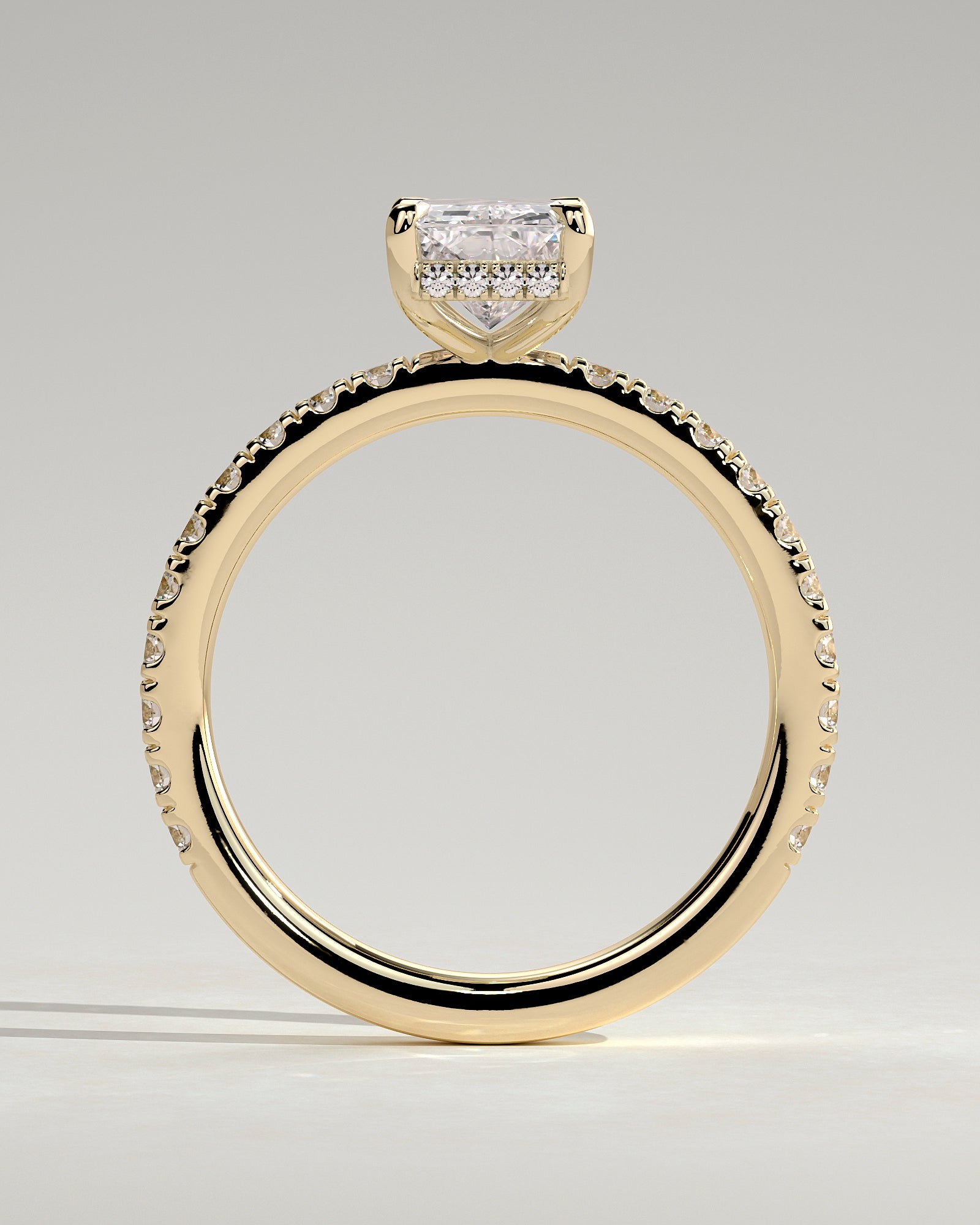 2.0CT Radiant Lab Grown Diamond Hidden Halo Pave Engagement Ring