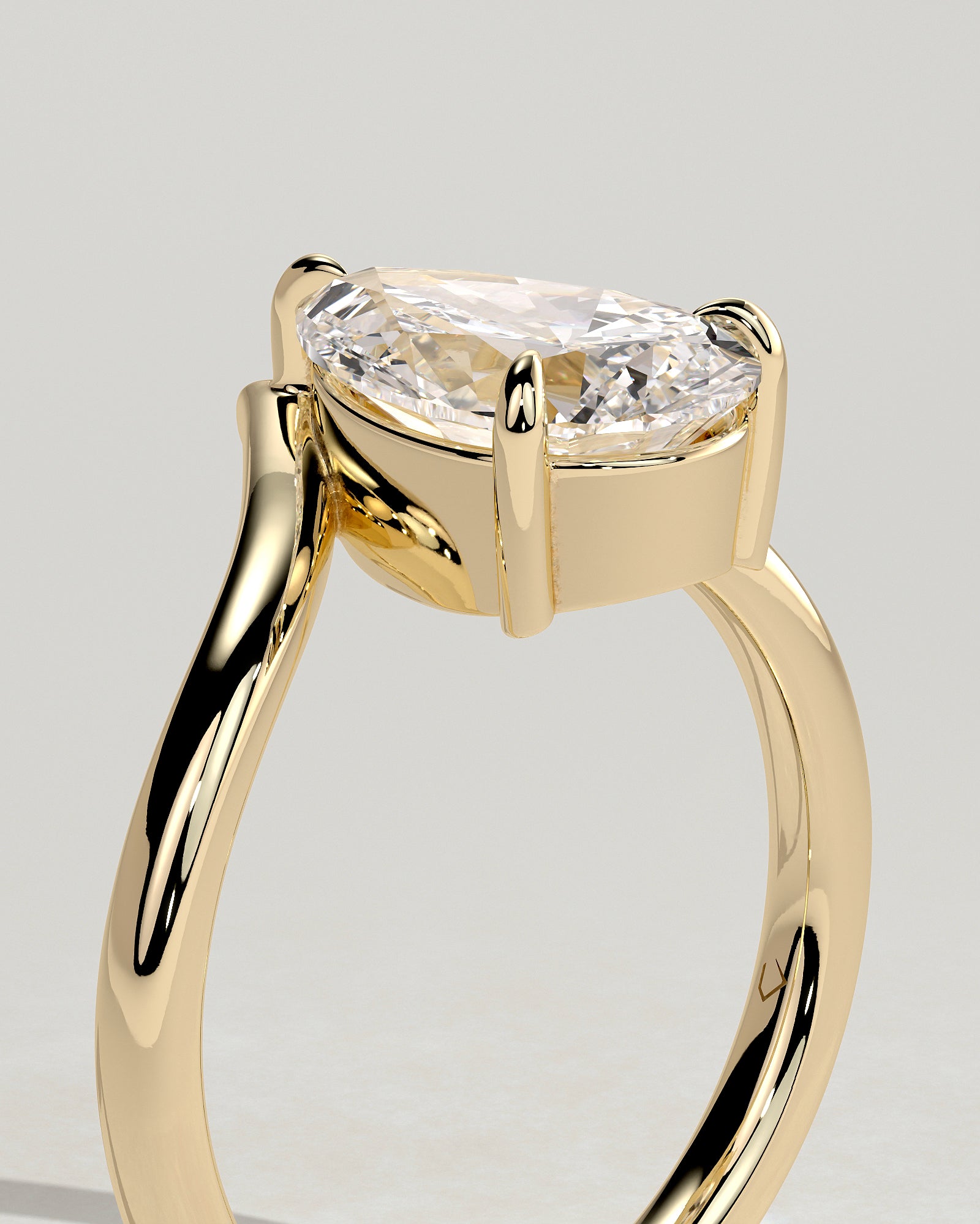 2.0CT Pear Lab Grown Diamond Curved Engagement Ring