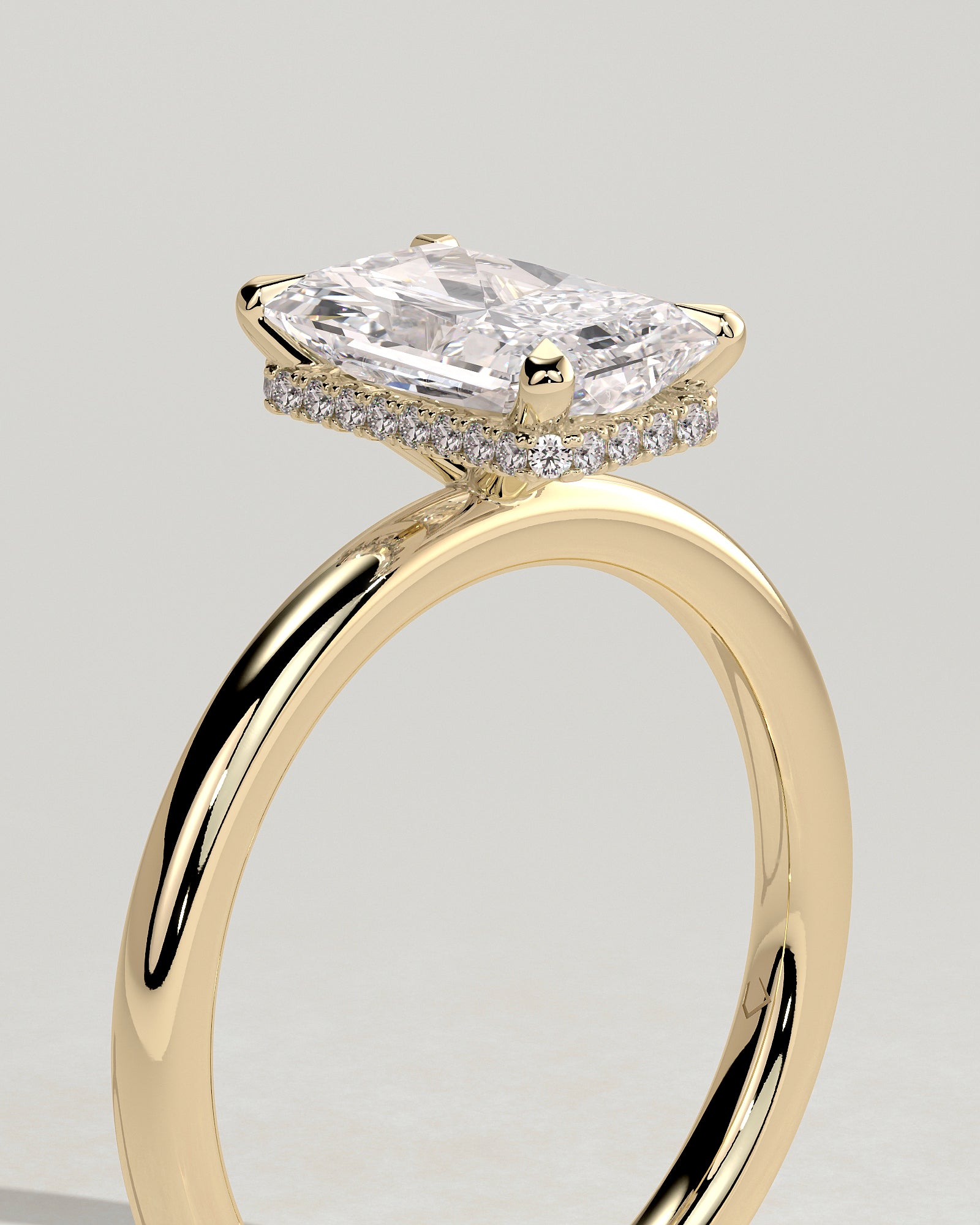 2.0CT Radiant Lab Grown Diamond Hidden Halo Solitaire Engagement Ring