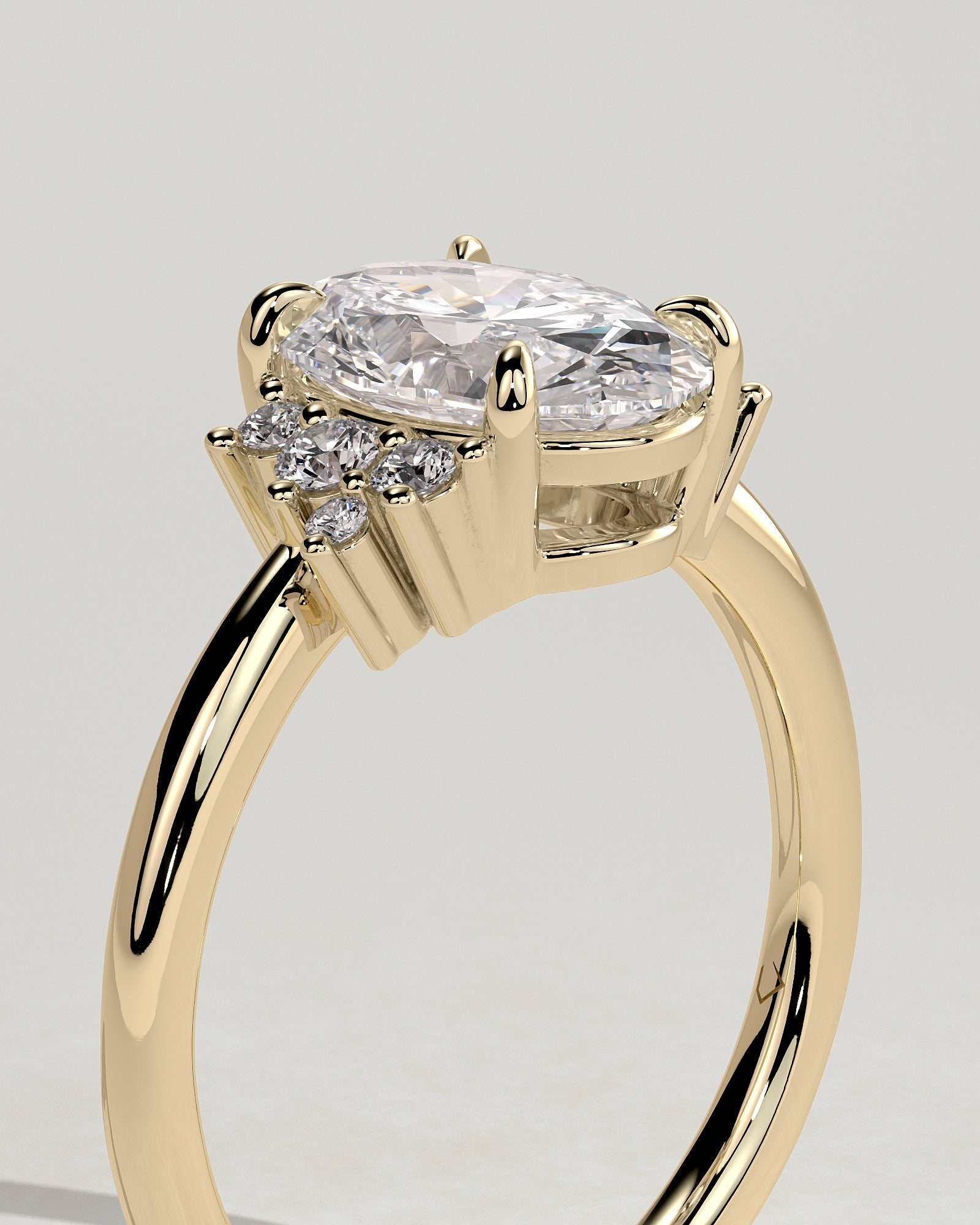 2.0CT Oval Lab Grown Diamond Cluster Engagement Ring