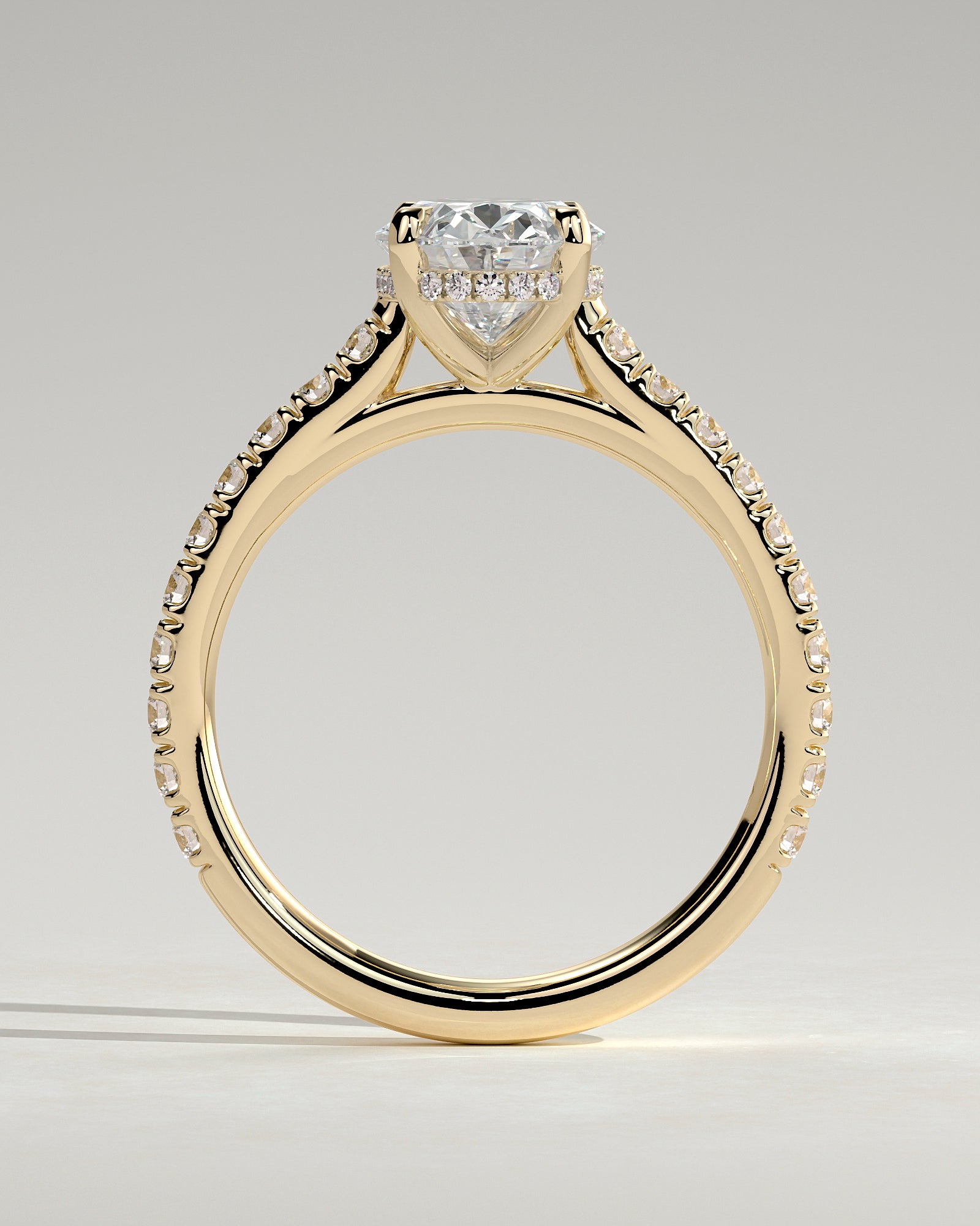 2.0CT Oval Lab Grown Diamond Hidden Halo Cathedral Pave Engagement Ring