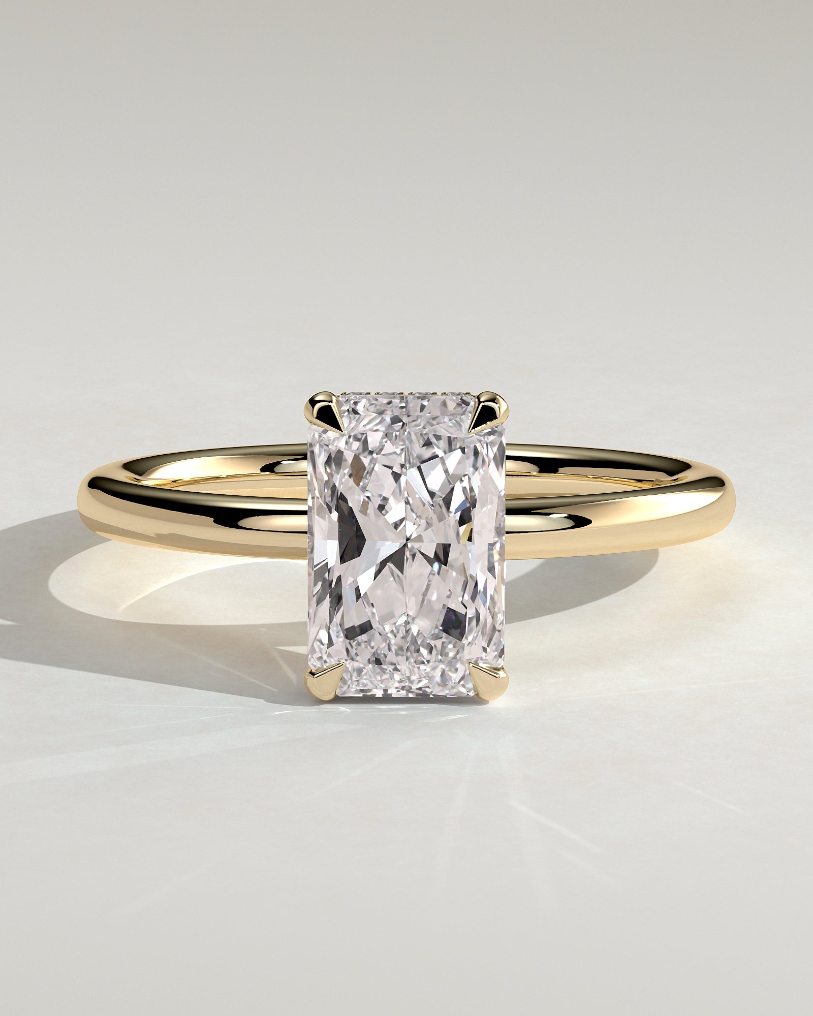2.0CT Radiant Lab Grown Diamond Hidden Halo Solitaire Engagement Ring