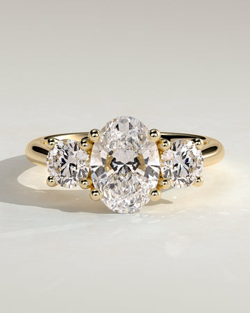2.0CT Oval Lab Grown Diamond Open Trellis Gallery Three Stone Engagement Ring