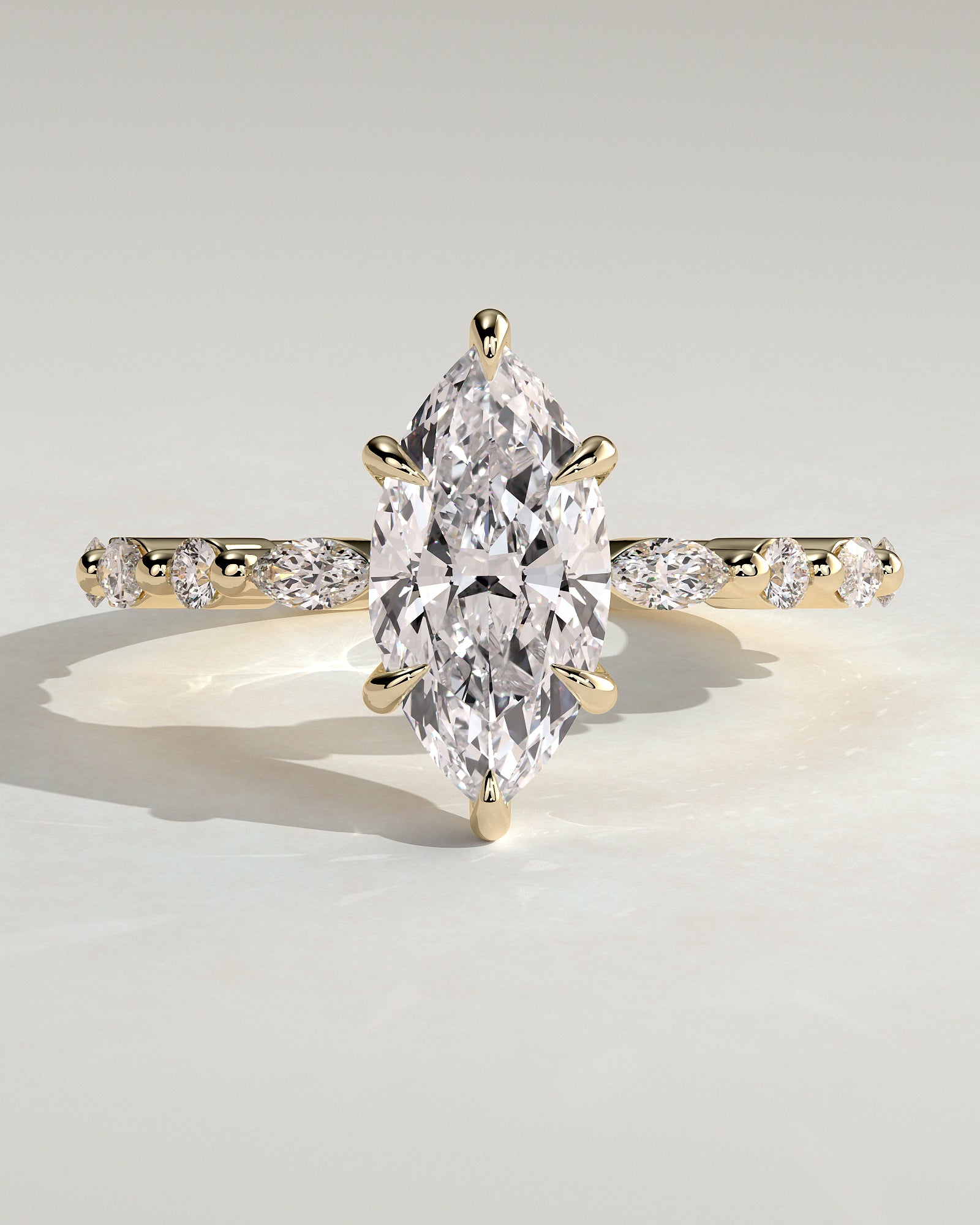 2.0CT Marquise Lab Grown Diamond Floating Bubble Pave Engagement Ring