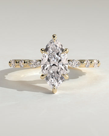 2.0CT Marquise Lab Grown Diamond Floating Bubble Pave Engagement Ring