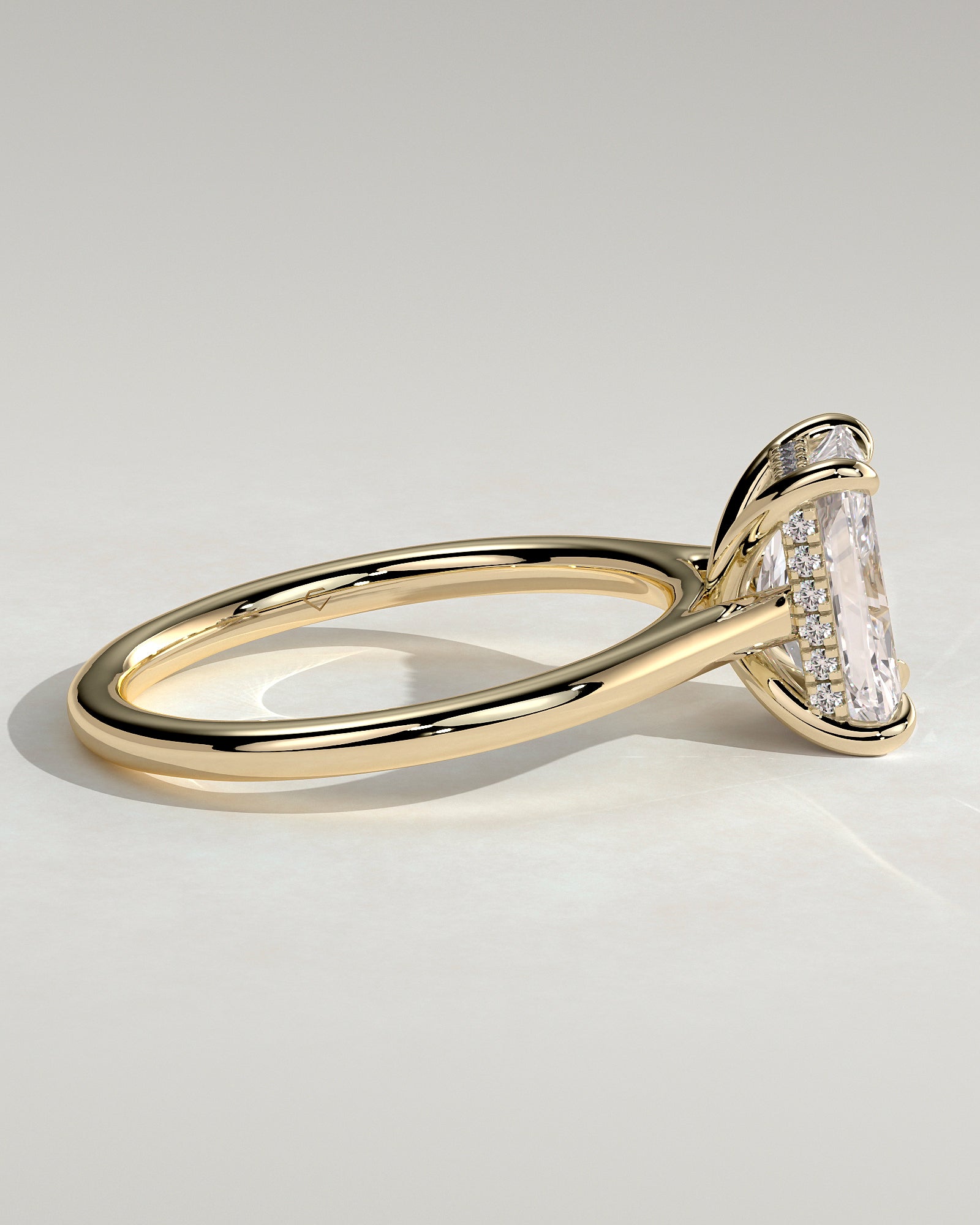 2.0CT Radiant Lab Grown Diamond Hidden Halo Cathedral Engagement Ring