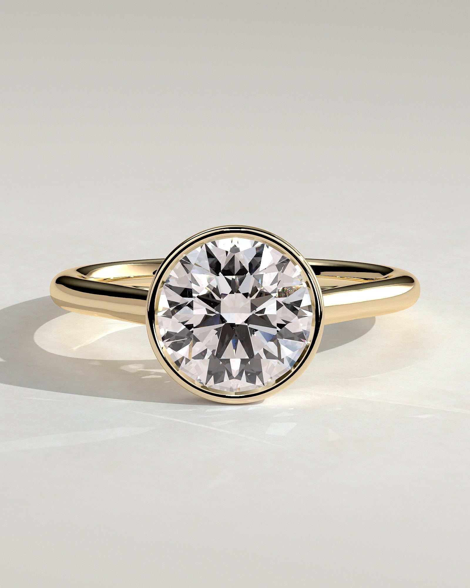 2.0CT Bezel Set Round Lab Grown Diamond Solitaire Cathedral Engagement Ring