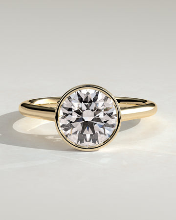 2.0CT Bezel Set Round Lab Grown Diamond Solitaire Cathedral Engagement Ring