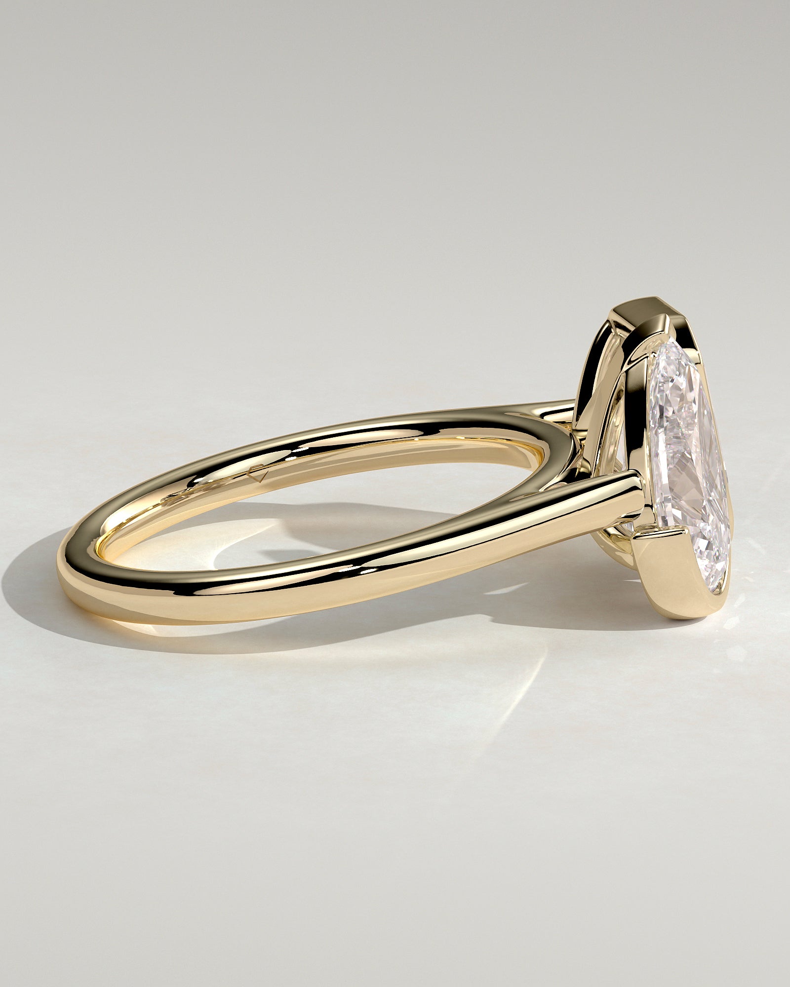 3.30CT Half Bezel Pear & 3.30CT Full Bezel Emerald Cut Lab Grown Diamond Toi et Moi Ring