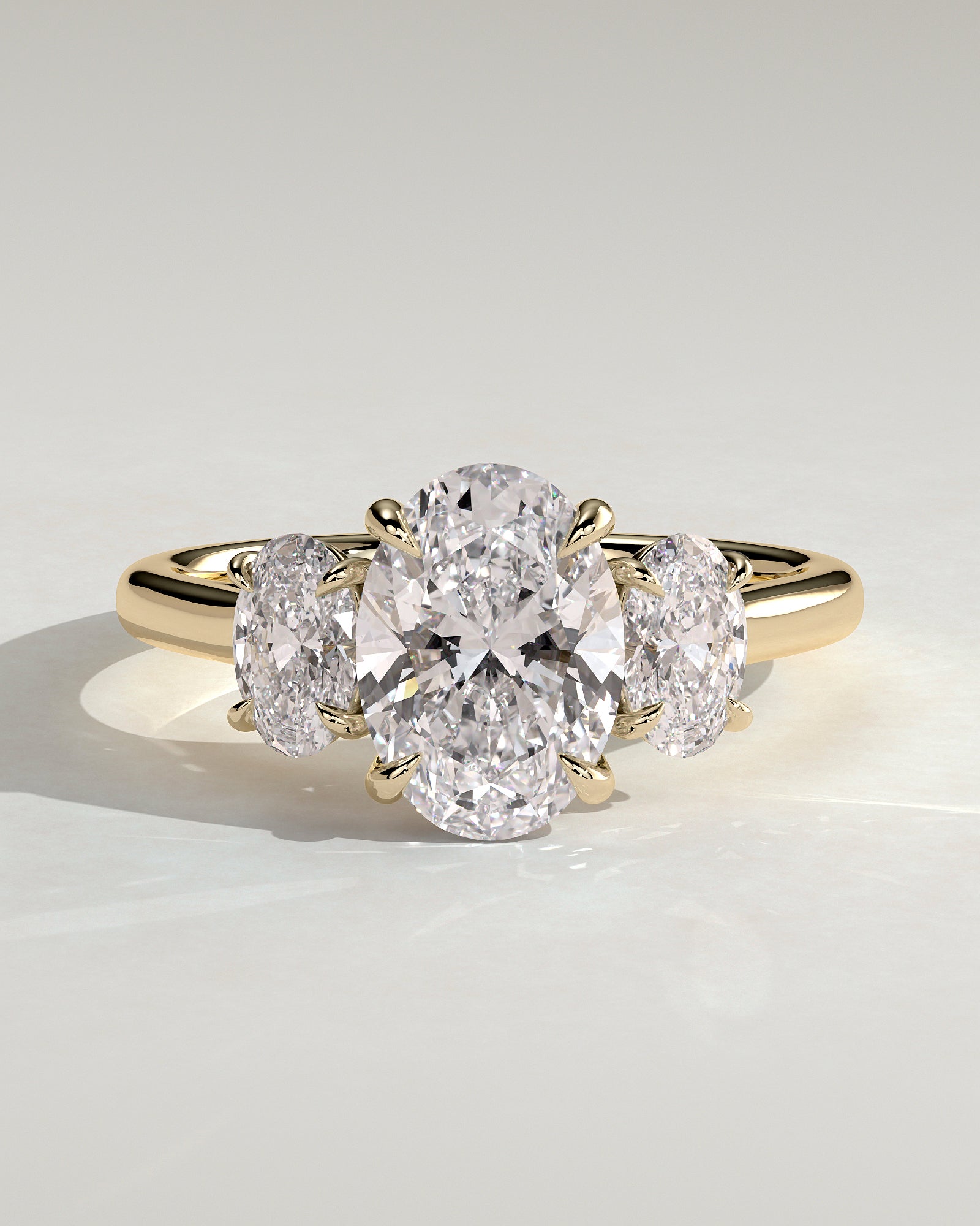 2.0CT Oval Lab Grown Diamond Three Stone Engagement Ring