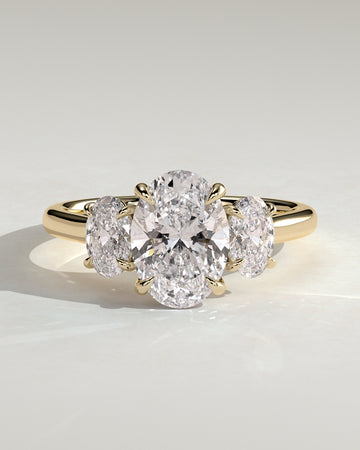 2.0CT Oval Lab Grown Diamond Three Stone Engagement Ring