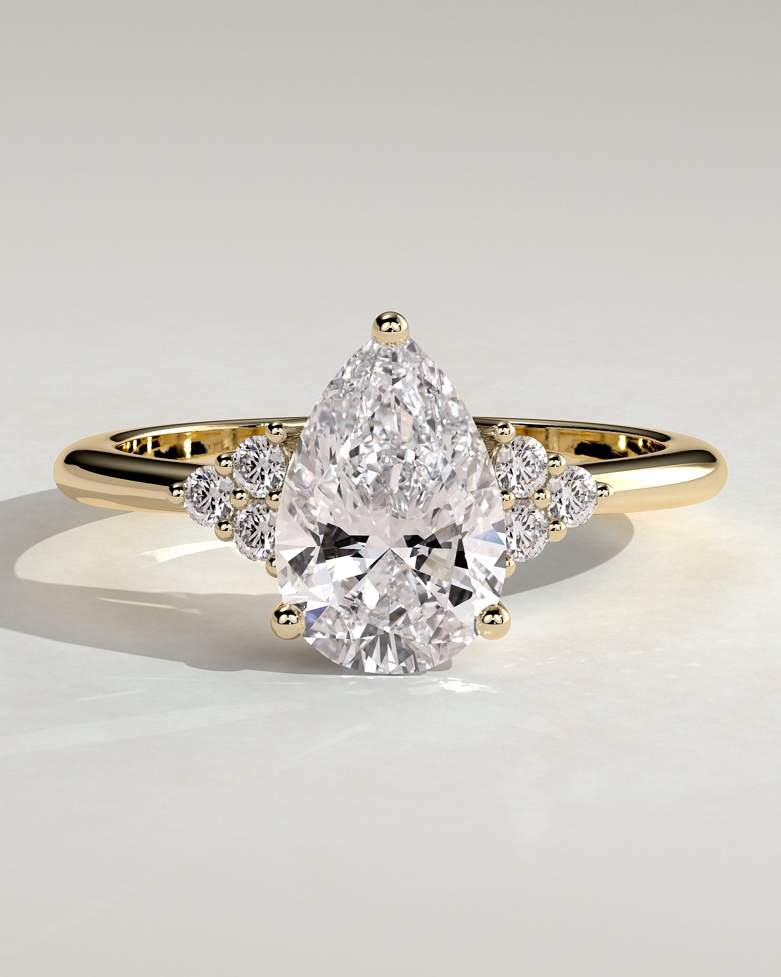 2.0CT Pear Cut Lab Grown Diamond Cluster Engagement Ring