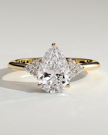 2.0CT Pear Cut Lab Grown Diamond Cluster Engagement Ring