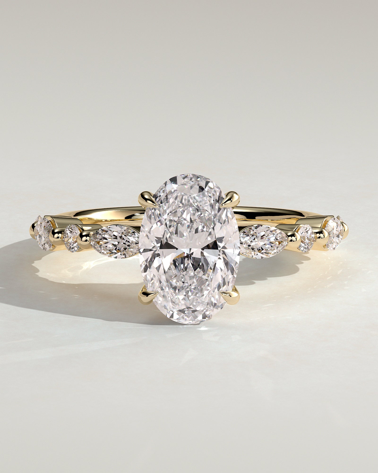 2.0CT Oval Lab Grown Diamond Floating Bubble Pave Engagement Ring