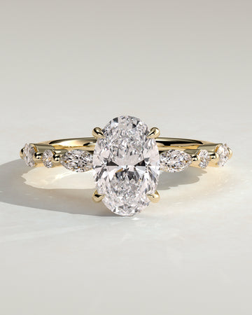 2.0CT Oval Lab Grown Diamond Floating Bubble Pave Engagement Ring