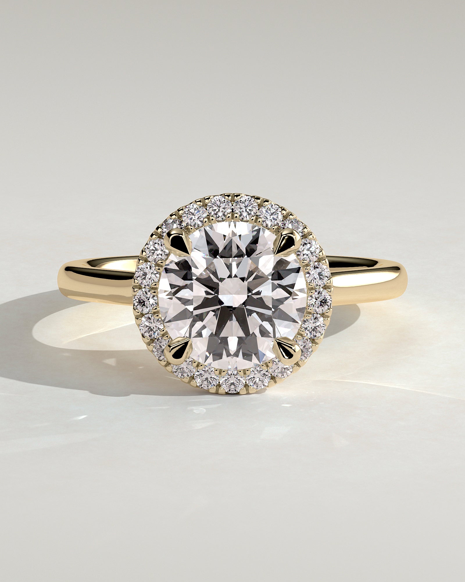 2.0CT Round Lab Grown Diamond Halo Cathedral Engagement Ring
