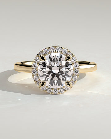 2.0CT Round Lab Grown Diamond Halo Cathedral Engagement Ring