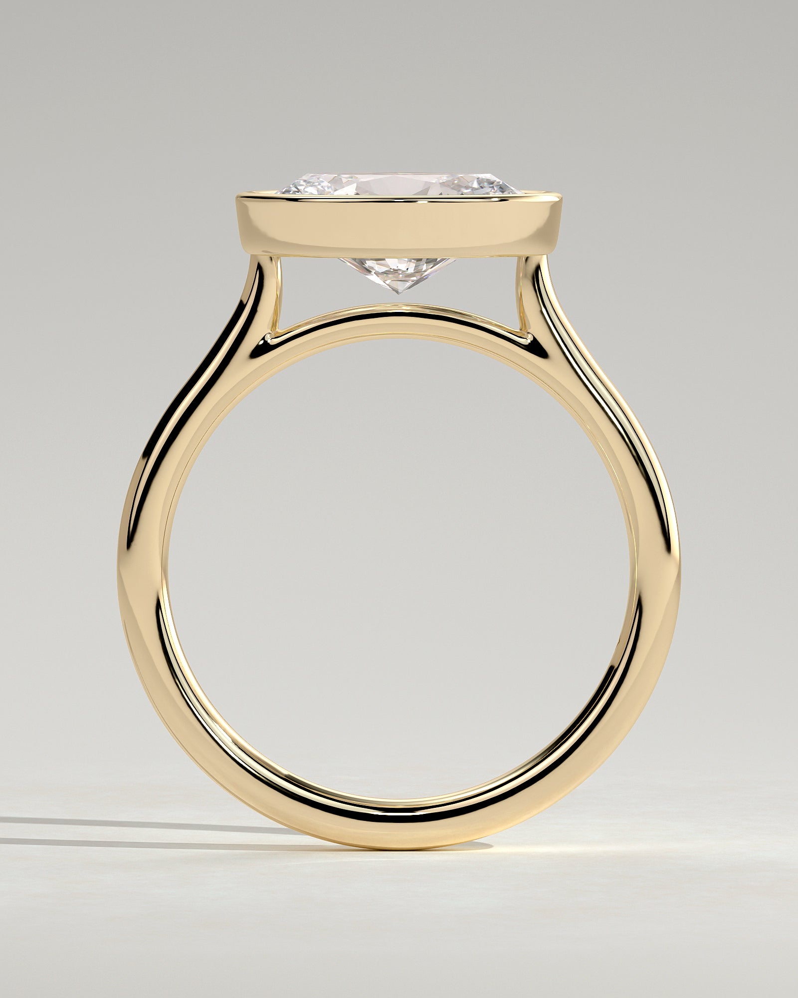 2.0CT East West Oval Lab Grown Diamond Bezel Cathedral Engagement Ring