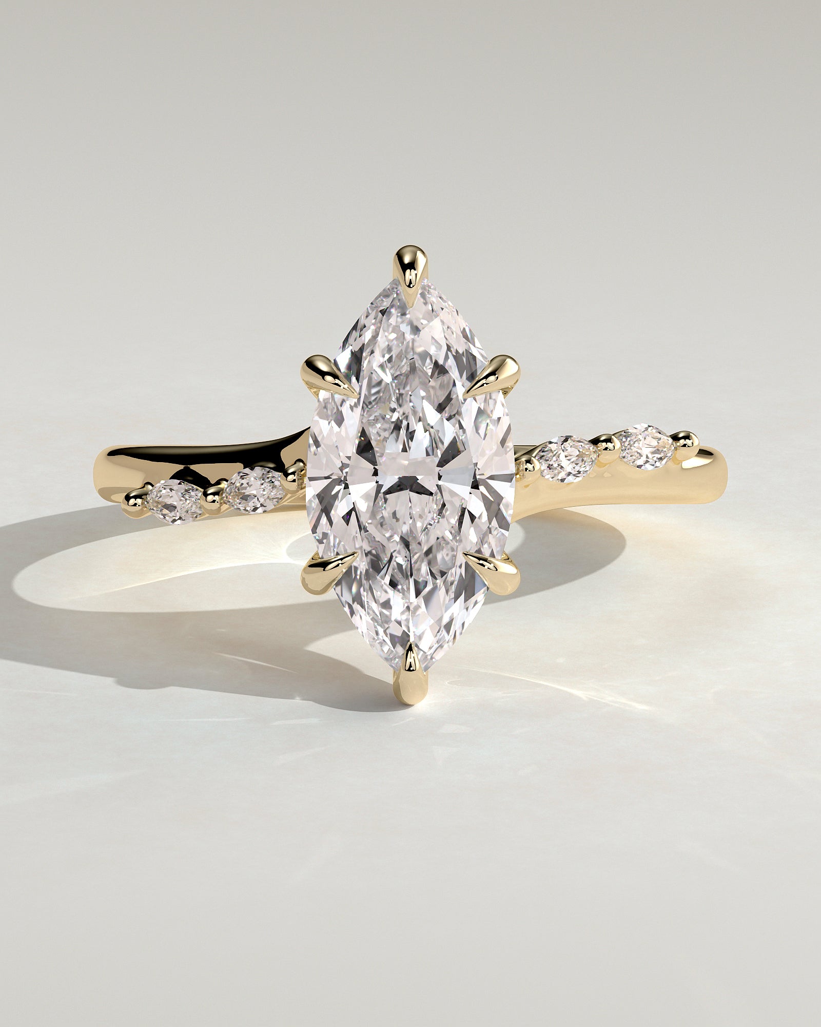 2.0CT Marquise Lab Grown Diamond Hidden Halo Marquise Accents Cathedral Engagement Ring