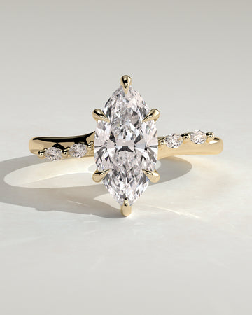 2.0CT Marquise Lab Grown Diamond Hidden Halo Marquise Accents Cathedral Engagement Ring