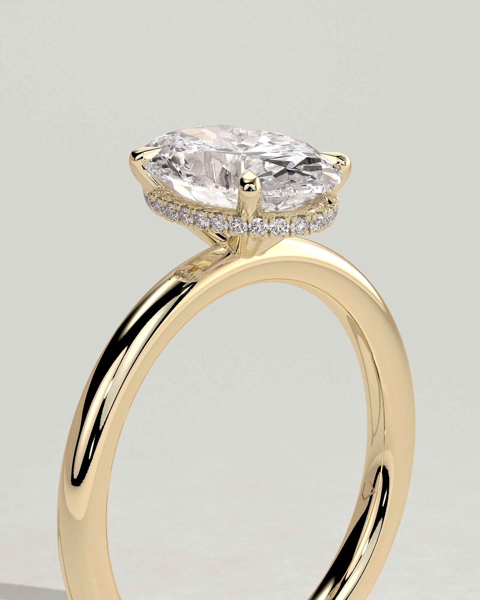 2.0CT Oval Lab Grown Diamond Hidden Halo Solitaire Engagement Ring
