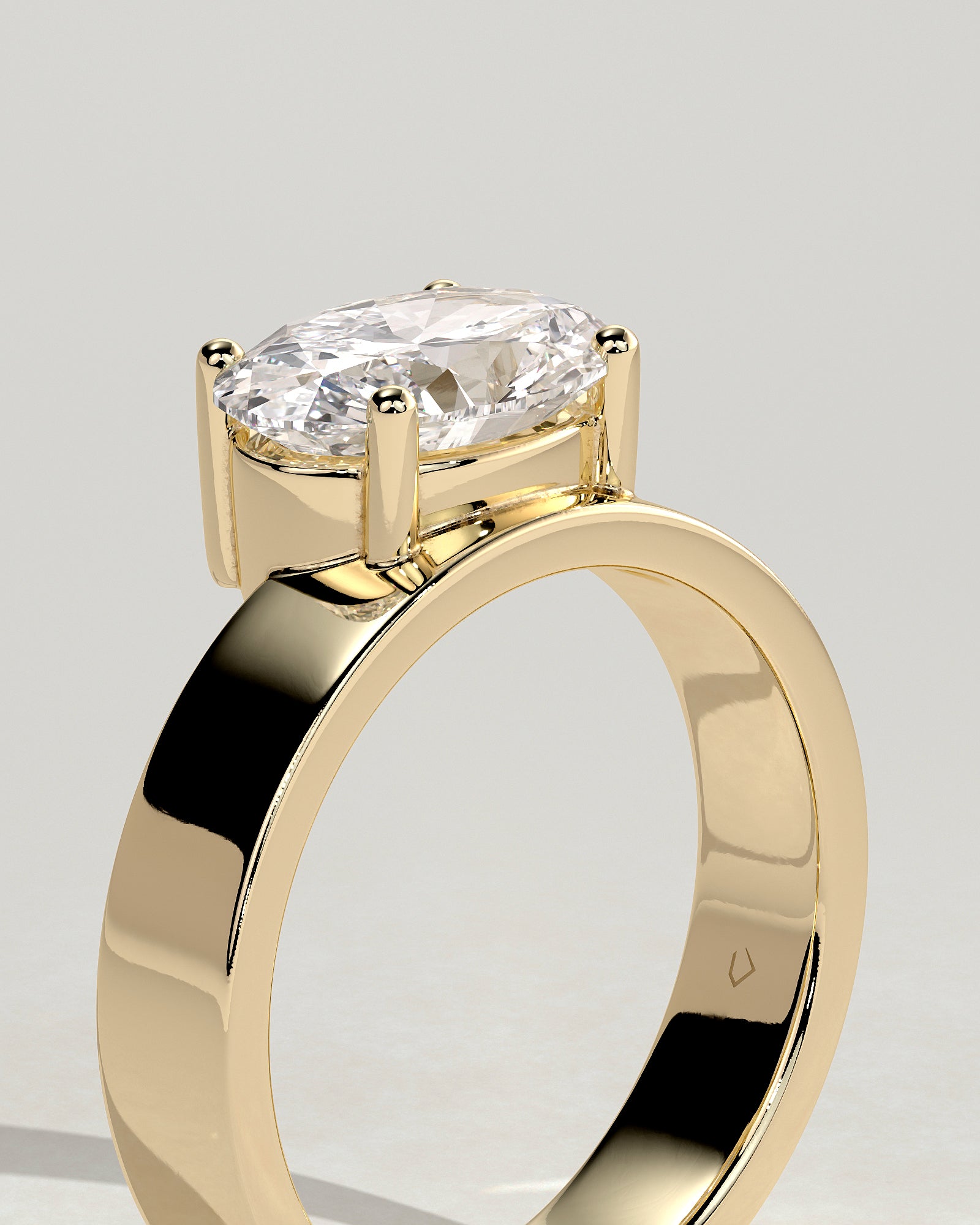 2.0CT East West Oval Lab Grown Diamond Flat Cigar Band Engagement Ring