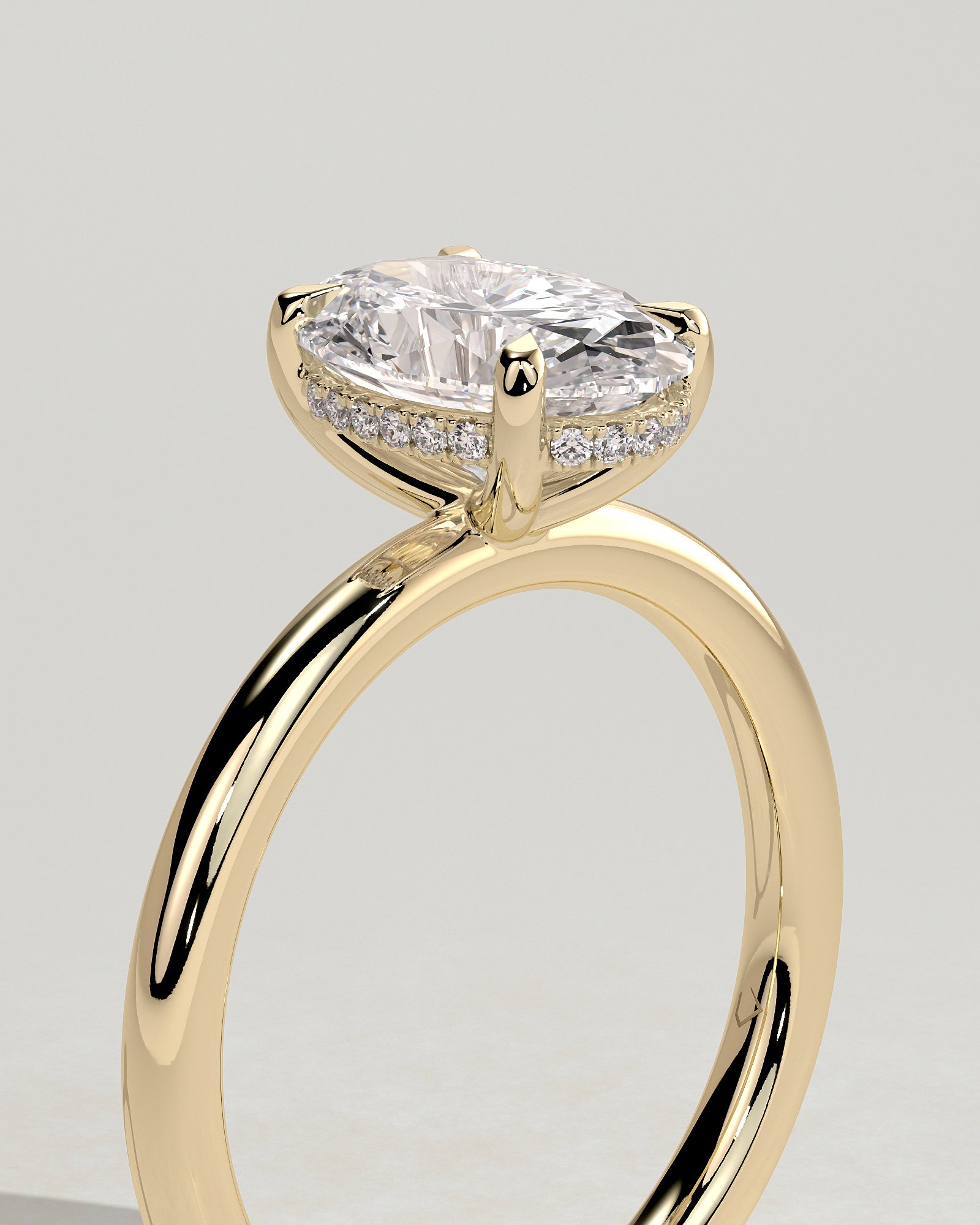2.0CT Oval Lab Grown Diamond Hidden Halo Solitaire Engagement Ring