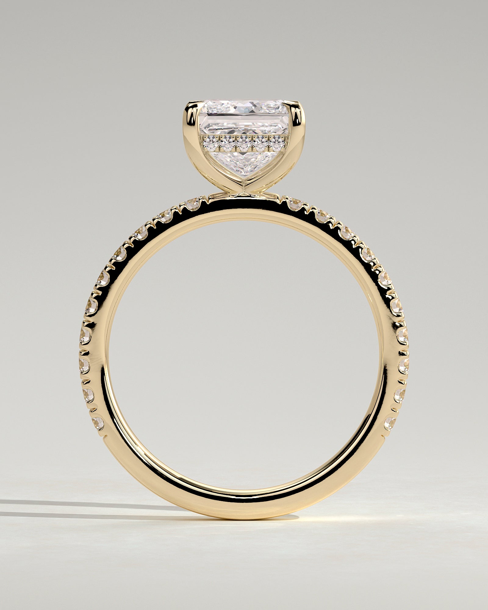 2.0CT Princess Lab Grown Diamond Hidden Halo Pave Engagement Ring