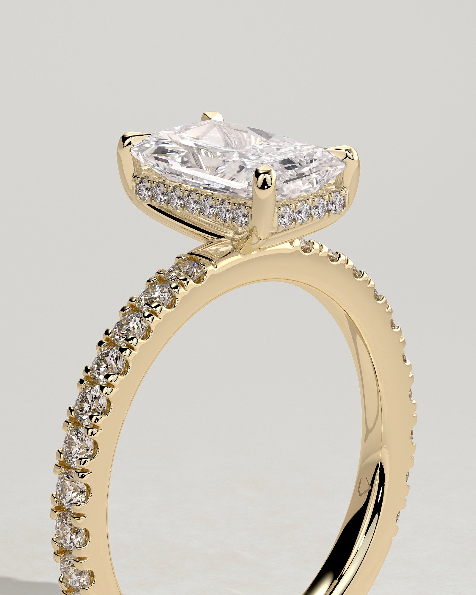 2.0CT Radiant Lab Grown Diamond Hidden Halo Pave Engagement Ring