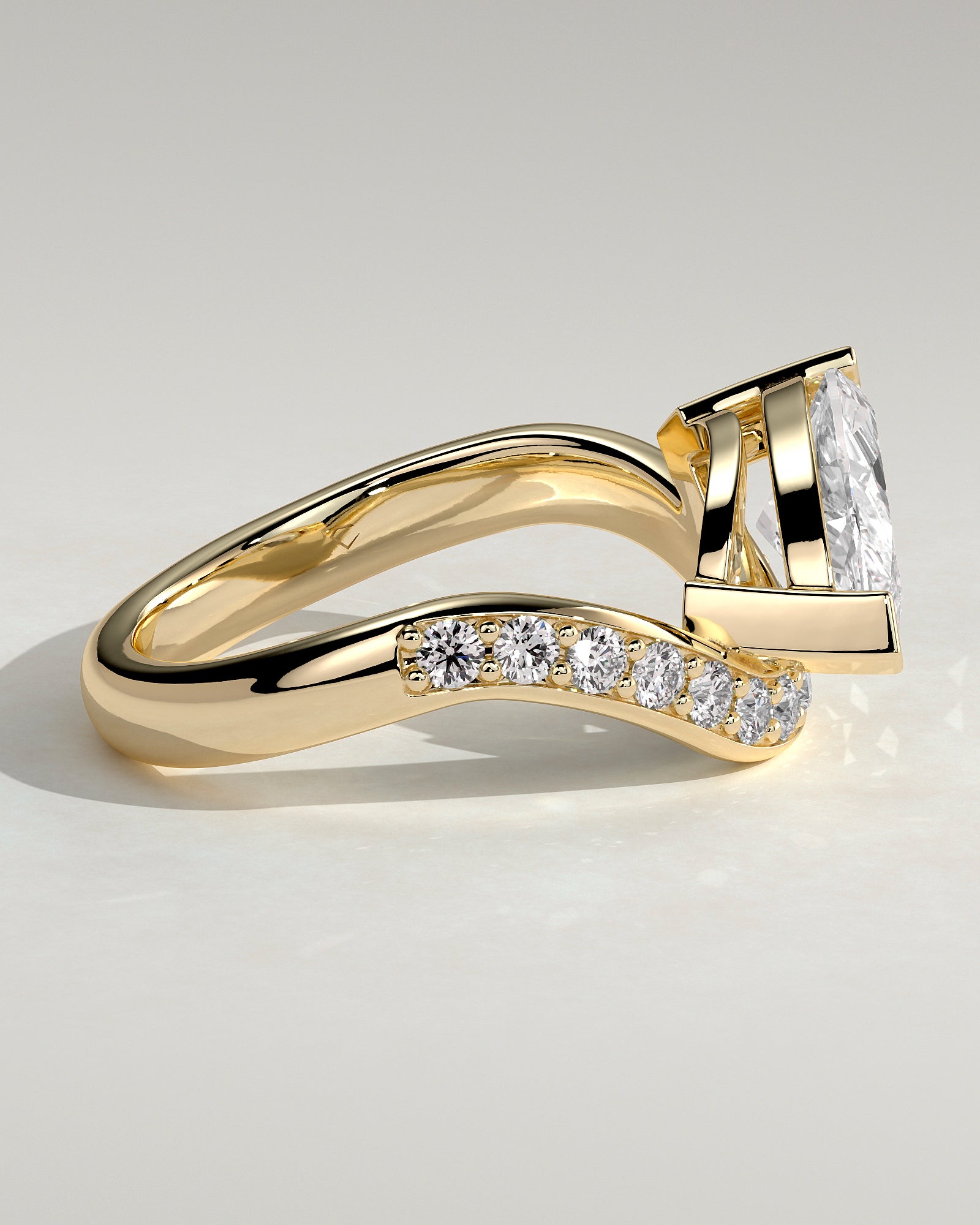 2.0CT East West Marquise Lab Grown Diamond Pave Wave Band Engagement Ring