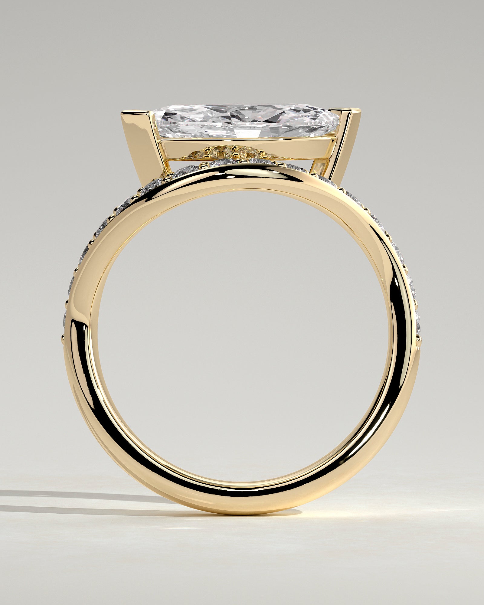 2.0CT East West Marquise Lab Grown Diamond Pave Wave Band Engagement Ring