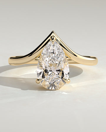2.0CT Pear Lab Grown Diamond Curved Engagement Ring