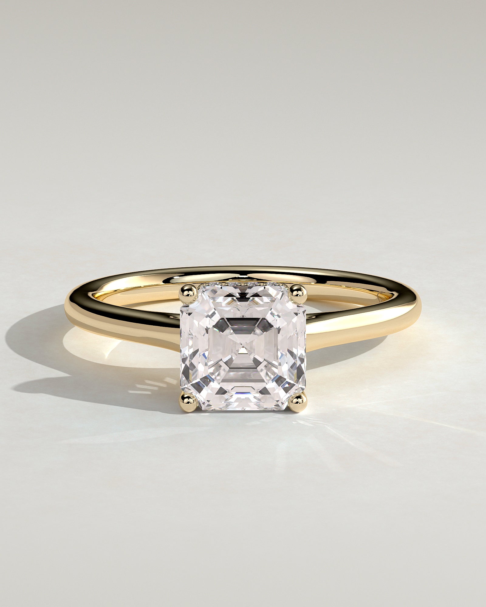 2.0CT Asscher Lab Grown Diamond Hidden Halo Cathedral Engagement Ring