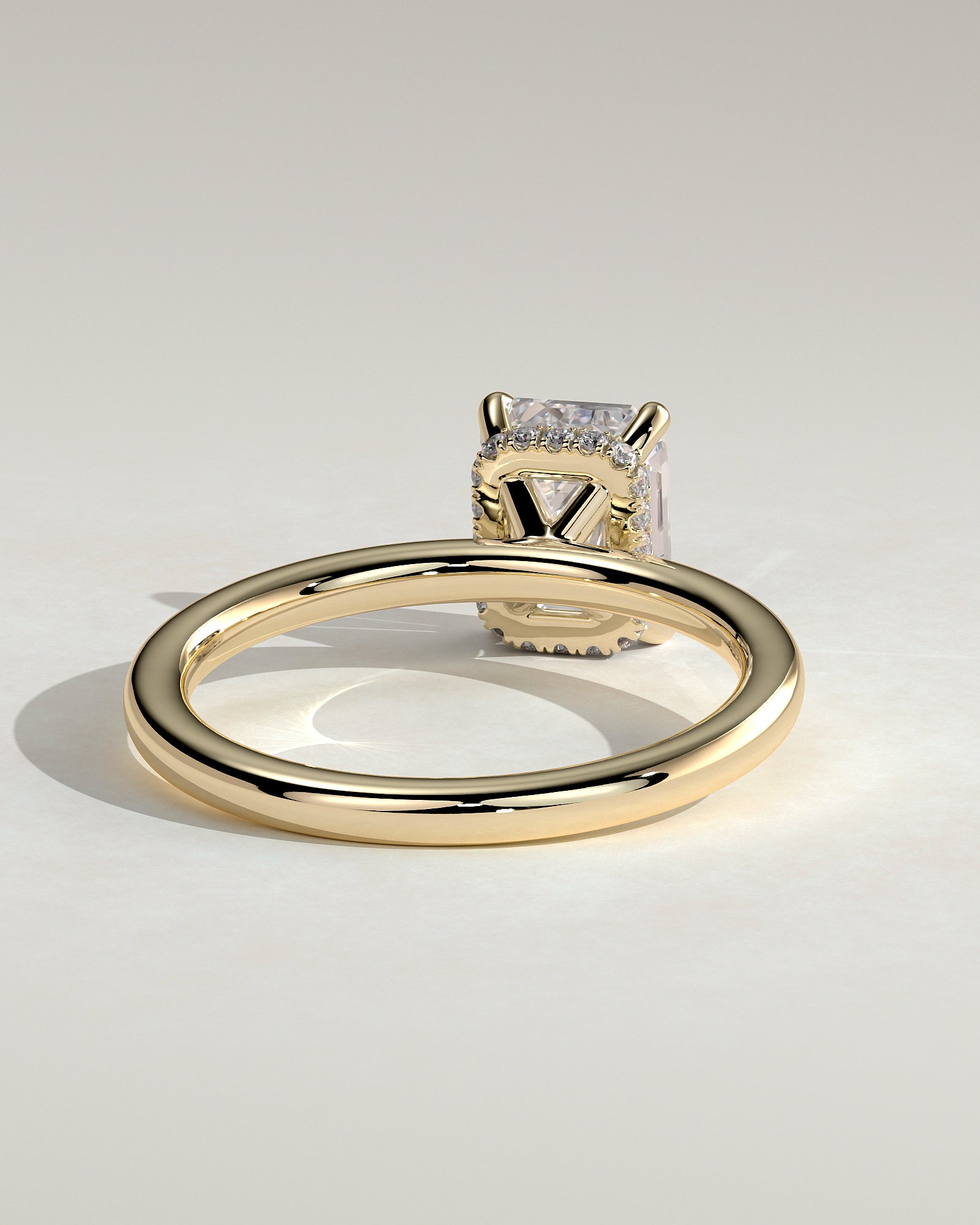 2.0CT Emerald Cut Lab Grown Diamond Hidden Halo Solitaire Engagement Ring